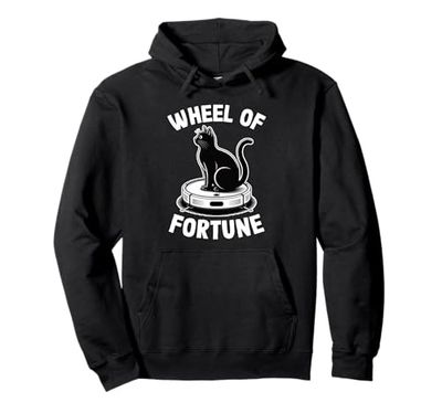 Wheel Of Fortune Cat On Robot Vacuum Cleaner Cat Pullover Hoodie