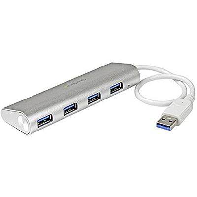 StarTech.com Hub USB 3.0 compact à 4 ports avec câble intégré - 5Gbps - Concentrateur USB 3.0 avec boîtier en aluminium - Argent (ST43004UA)