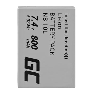 Green Cell® NB-10L Batería para Canon PowerShot G1 X G3 X G15 G16 SX40 HS SX50 HS SX60 HS Cámara, Full Decoded (Li-Ion Celdas 800mAh 7.4V)
