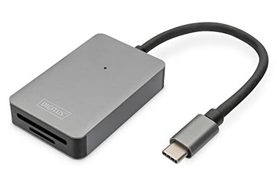 DIGITUS Lettore di schede USB-C - 2 porte - UHS-II SD4/TF4.0-300 Mbps - Plug & Play - SDXC, SDHC, SD, Micro SDXC, Micro SD, Micro SDHC - Space Grey