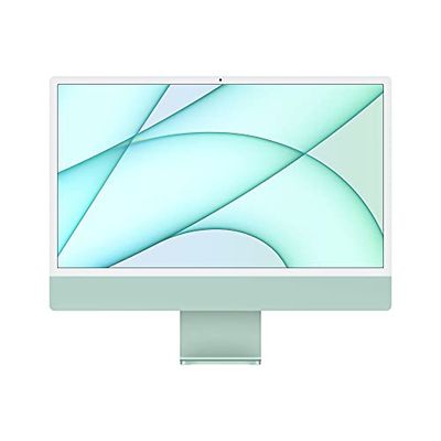 Apple iMac 2021 all-in-one desktop computer with M1 chip: 8-core CPU, 7-core GPU, 24-inch Retina display, 8GB RAM, 256GB SSD storage, 1080p FaceTime HD camera, matching accessories; Green