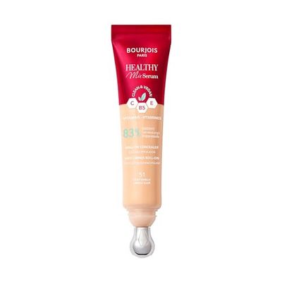 Bourjois Healthy Mix 2-in-1 Correttore in siero, Leviga rughe e segni d’espressione, Rinfresca il contorno occhi, Caffeina, Vitamine C, E e B5, Vegano, Applicatore rinfrescante, Light Vanilla, 11 ml