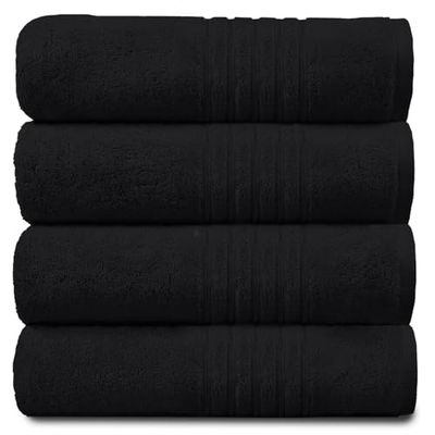 GC GAVENO CAVAILIA Nero Gaveno Cavailia 100% Cotone Naturale Spesso Assorbente 450 g/m² Hampton Asciugamano [ Confezione da 4, Hand Towel (50x80 Cm), 4 unità