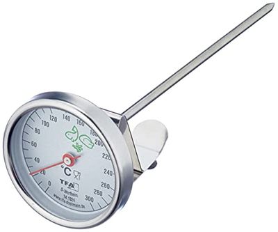 TFA Dostmann analoge Vet-thermometer, 14.1024, van roestvrij staal, praktisch keukenhulpje, voor en optimale frituurtemperatuur, roestvrij staal, (L) 51 x (B) 60 x (H) 162 mm