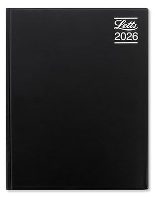 Letts of London Rhino A4 day to a page with appointments 2026 diary - Black 26-TR1ZABK