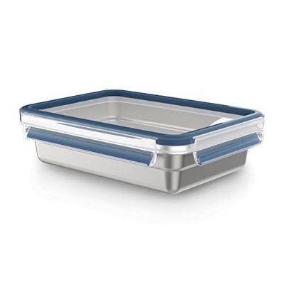 Tefal Boîte de conservation 1,2 L, Acier inoxydable 304 léger et hygiénique, Robuste, Etanche, Compatible congélateur, lave-vaisselle et four, Couvercle à clipser, Masterseal Inox N1150510