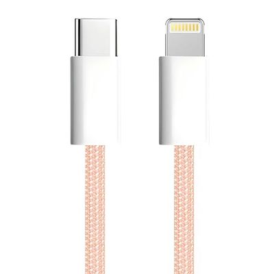 apm Cavo per iPhone USB C, caricatore iPhone [certificato Apple MFi], nylon intrecciato rosa, cavo USB C ricarica rapida, connettore Lightning, ultra durevole, per iPhone 14/13/12.., iPad, AirPods