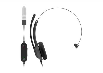 Cisco Cuffie serie 321 USB-C - Cuffie monoaurali con padiglione esterno e cavo, controller Webex con USB-C, colore carbon black, due anni di garanzia limitata (HS-W-321-C-USBC)