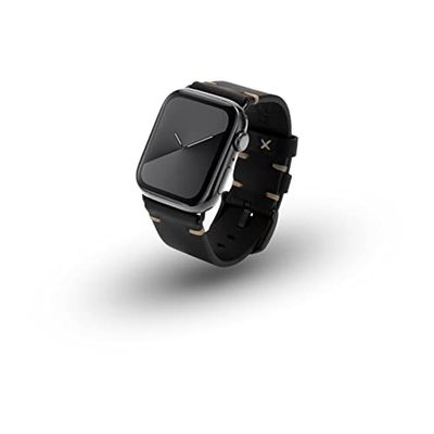 JT Berlin Alex II - Cinturino in pelle vintage compatibile con Apple Watch 49 mm/45 mm/44 mm/42 mm (chiusura in acciaio inox) nero/nero