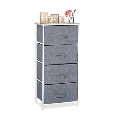 Relaxdays Cómoda multiusos com 4 gavetas, poliéster, 95 x 45 x 30 cm, 1 unidade