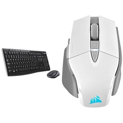 Logitech MK270 Draadloze Toetsenbord & Corsair M65 RGB ULTRA WIRELESS Afstembare