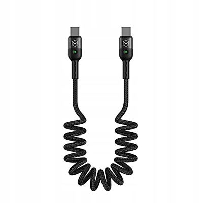 Mcdodo Câble Spiralé USB Type C vers USB Type C Rétractable, 60 W, 1.8m, Noir