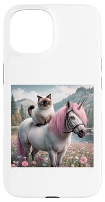 Siamese Cat Riding Unicorn Case for iPhone 15