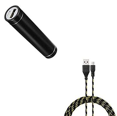 Pack accu voor Alcatel 1S 2019 Smartphone Micro USB-kabel (3 m kabel gevlochten) Android 2600 mAh (zwart)