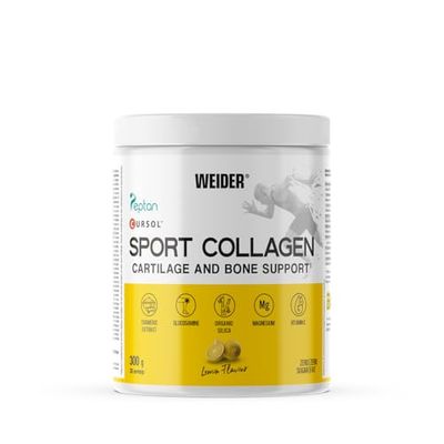 Weider Sport Collagen (300g) Lemon Flavour, Peptan Hydrolysed Collagen Peptides, Turmeric Extract, Organic Silica, Hyaluronic Acid, Magnesium, Vitamin C