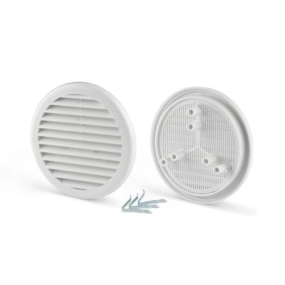 Zarivy Rejilla Redonda con mosquitera Ø100-130mm, Color Blanco, Ideal para ventilación y protección contra Insectos en Espacios Interiores.