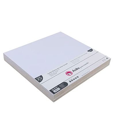 Anita y Su Mundo 70810970 Lot de 25 cartons Blancs Couleur Double Face, épaisseur 1,5 mm, 12 x 12 Pouces, 30,5 x 30,5 cm, Scrapbooking Basique