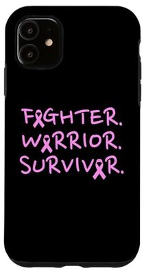 Fighter Warrior Survivor Breast Cancer Awareness Nastro Rosa Custodia per iPhone 11