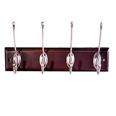Merriway BH03313 Ball End Hoed en Jas Haken op Antieke Rail met Antieke Messing Finish