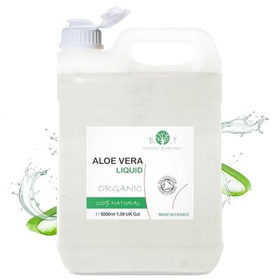B.O.T cosmetic & wellness - Concentré d'Aloe Vera Bio Frais | 100% Naturel et Pur | Pressé à Froid | Soins et Hydratation de la Peau et Cheveux | Idéal pour Cosmétiques Maison, Taille: 5L