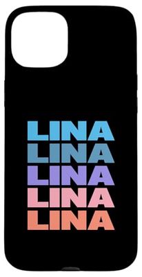 Funny Modern Repeated Text Design Lina Carcasa para iPhone 15 Plus