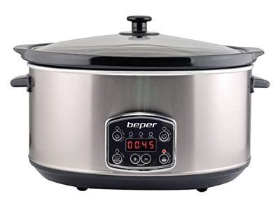 BEPER BC.510 Slow Cooker, 280 W, 4,5 liter, glaskeramiek, zwart en staal