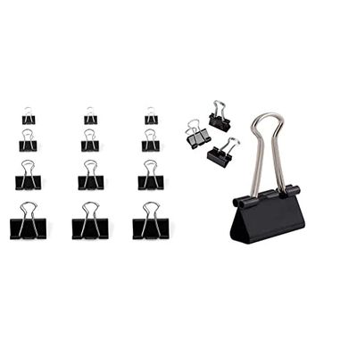 D.RECT Clip Ferma Carta | 48 pezzi 15/19/25/32mm, set 4x12 pezzi | Fermafogli a Clip | nero & Fermafogli a Clip, 25mm, Nero