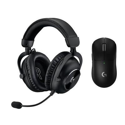 Logitech G PRO X SUPERLIGHT 2 LIGHTSPEED Mouse gaming wireless, caricatore USB-C, cuffia con microfono gaming wireless per PC e Mac + PRO X 2 LIGHTSPEED, driver in grafene da 50 mm, per PC, PS5 - Nero