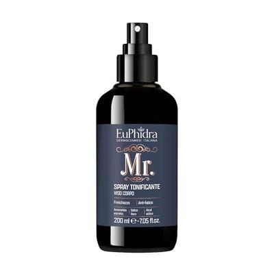 Euphidra Mr. - Spray Tonificante Viso Corpo per uomo, Lozione Multifunzionale, Acqua Tonificante Rinfrescante, Immediata Sensazione di Freschezza, Flacone Spray da 200 ml