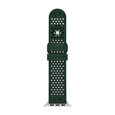 Armani Exchange Pulsera compatible con Apple Watch, 42/44/45 mm - 22 mm Silicona verde, AXS8014