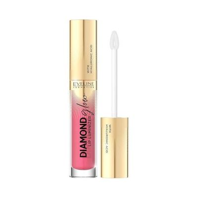 Eveline Cosmetics Diamond Glow Lip Luminizer con Acido Ialuronico - Tonalità 09 Peach Dream, Gloss Labbra Nutriente e Idratante