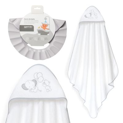Interbaby - Mantello da bagno per bambini + cappello regolabile | Asciugamano con cappuccio 100% cotone unisex | morbido, asciugatura rapida | Ideale per neonati, neonati e bambini piccoli | Design