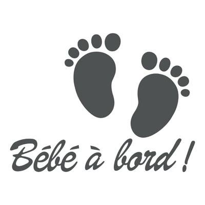 Ambiance Sticker Autocollant de Voiture Vitres Bébé à Bord Autocollant avec Petits Pieds de Bébé Gris Tempete - H20 x L15 cm