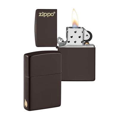 Zippo Lighter, Brown Matte-Logo, One Size