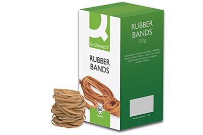 Q-Connect Rubber Bands No.75 101.6 x 9.5mm 500g KF10560, yellow|brown|beige|grey