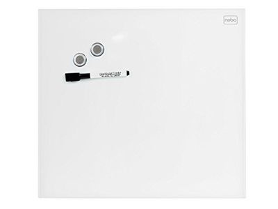 Nobo Lavagna Magnetica da Parete Quadrata, in Vetro, con Pennarello e Magneti Inclusi, Cancellabile a secco e Senza cornice, Montaggio a Parete Nascosto, 300 mm x 300 mm - Bianco Brillante