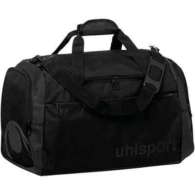 Uhlsport ESSENTIAL 50 liter sportväska resväska för kvinnor och män – med två sidofickor och främre fack – väska för sport, resor, fitness, gym, handboll, fotboll – svart
