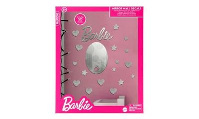 Barbie Officiell licensierad matta matta spegel väggdekaler, hjärta och stjärna sovrum dekor och present till flickor, barbiedockleksak och rumstillbehör | Paladone