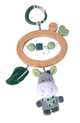 Eichhorn - Colección Baby Hipp - Móvil con Anillo Colgante para Viajar, Incluye Burro de Peluche con Función Sonajero, 100% Madera de Haya Certificado FSC, Adecuado para Niños a partir de 1 Año