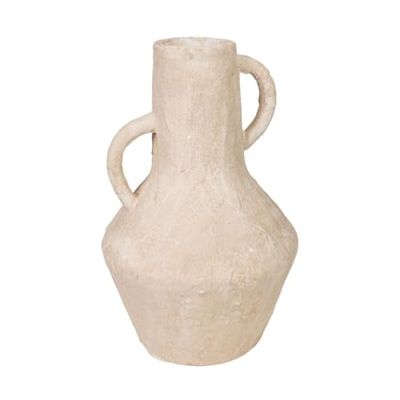 Romimex Florero Blanco Terracota 25 x 37 x 25 cm con Asas