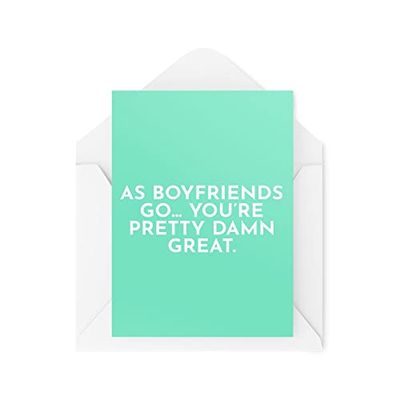Tongue in Peach Cartes d'anniversaire amusantes | As Boyfriends Go You're Pretty Damn Great | Banter Couples Wife Birthday Valentines Day Love | CBH1143