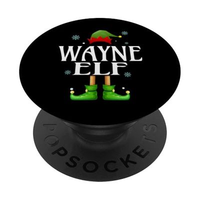 WAYNE Elf Xmas Funny Men's Family Matching Christmas WAYNE PopSockets Adhesive PopGrip