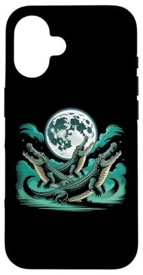 Three Weirdcore Crocodiles Moon Funny 3 Alligator Dead Moon Case for iPhone 16