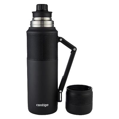 Contigo Thermal Bottle Termico Café, Taza de Viaje en Acero Inoxidable, Vaso Termo antigoteo, Copa con Tapa fácil de Limpiar sin BPA, 1200 ml, Unisex, Negro, 1200 ml