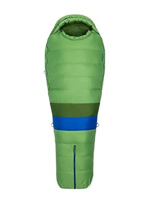 Marmot Palissade, mummieslaapzak voor volwassenen, eendendons met 650 vulkracht, zeer licht en warm, 183 cm, geschikt tot -21 °C, Forest Green/Foliage, 183 cm