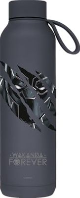 QUOKKA SOLID X MARVEL | BOTELLA TÉRMICA DE ACERO INOXIDABLE DOBLE PARED CON COLGADOR | MARVEL BLACK PANTHER