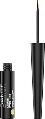 SANTE Naturkosmetik Liquid Eyeliner 02 Coffee, con valioso aceite de ricino orgánico, vegano Kajal con punta precisa, fórmula de larga duración para una mirada expresiva, marrón oscuro, 3,5 ml