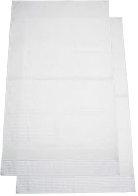 Filet - Lot de 2 Serviettes Visage en éponge nid d'abeille avec Bande en Toile aida à Broder appliquée, Dimensions 66 x 114 cm, fabriqué en Italie, Blanc