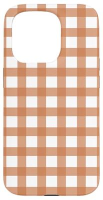 Autumn Orange Gingham Checkered Plaid Pattern Aesthetic Case for iPhone 15 Pro