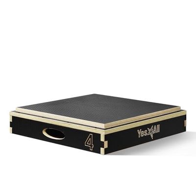 Yes4All C756, Scatola Plyo Regolabile Unisex-Adulto, Impilabile-Legno|Nero, 4"